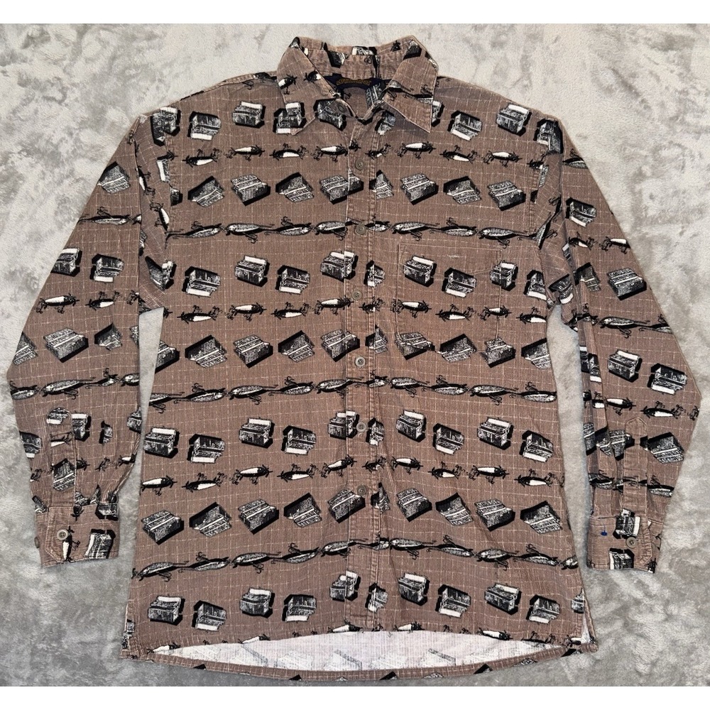 Corduroy Shirt Mens M Dad Fisherman Fishing Winter Soft Comfort‎ Warm Brown